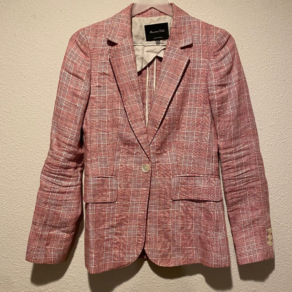Massimo Dutti Linen Blazer XS Preppy Country Club Equestrian Collegiate